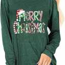 Christmas Shirts for Women Retro Pink Santa Vintage Cute Christmas Tree and Bow Graphic Xmas Vacation Tees Top (Small, 77-p1)