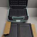 Bakers Friend 3 in 1 Mini Waffle Maker with Removable Plates, Mini Pancake Maker, Grilled Cheese Maker, Breakfast Sandwich Maker Press, Indoor Grill, Belgian Waffle Maker, Aqua