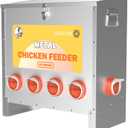 Automatic Chicken Feeder No Waste Metal Poultry Feeder Large Capacity 85lbs for Chickens, Geese, Ducks, Turkeys, Quails (10-Port)