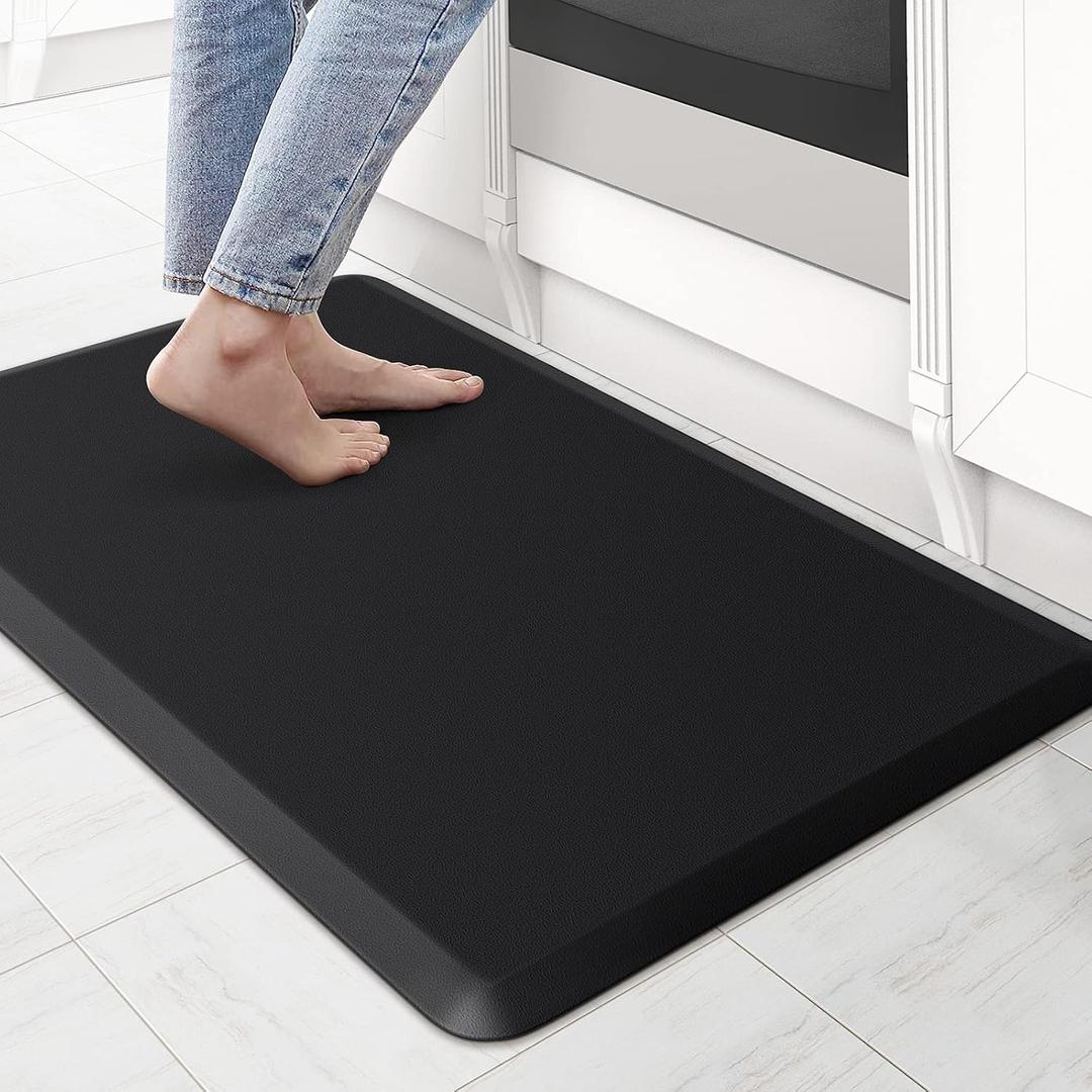 KitchenClouds Kitchen Mat Cushioned Anti Fatigue Rug 17.3"x28" Waterproof, Non Slip, Standing and Comfort Desk/Floor Mats for House Sink Office (Black) KitchenClouds Kitchen Mat Cushioned Anti Fatigue Rug 17.3"x28" Waterproof, Non Slip, Standing and Comfort Desk/Floor Mats for House Sink Office (Black)