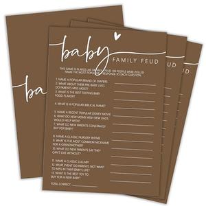 OXRUN Hilarious Baby Shower Games, Baby Family Feud, 30 Double-Sided Fill in Game Cards & 1 Answer Card for Gender Reveal Party Favor Decorations Supplies - A06