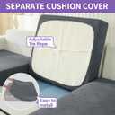 ZNSAYOTX 3 Piece Stretch Sofa Covers (71"-91") for 2 XL Cushion Couch, Thick Striped Sofa Cover with Elastic Band Bottom Ties Non-Slip Stay in Place, Soft Durable Couch Slipcovers, Dark Grey