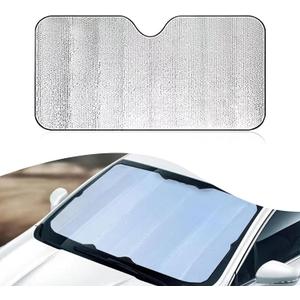 1 PC Car Windshield Sunshade, 55.1 x 27.5 Double-Sided Sun-Proof and Insulating Bubble Board, Foldable Front Window Cooling Cover, Universal for Cars Interior UV Protection Accessory (Silver)