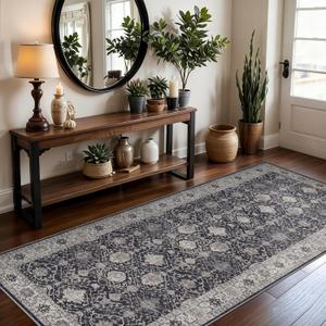 Washable 3x7 Entryway Runner Rug: Farmhouse Wide Kitchen Rug Soft Water Resistant Floor Mat for Bathroom Bedroom Nursery Non-Slip Indoor Carpet for Living Room Dining Room Hallway(3x7,Black)
