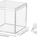 Championship Ring Display Case 15pcs Clear Acrylic Plastic Baseball Display Case Small Showcase with Mini Card Stand Holder Square Storage Box for Jewelry Sport Ring Candy Box