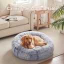 36 inches Donut Dog Bed for Large Dogs - Calming Fluffy Round Pet Bed with Removable & Washable Cover,Fits up to 80 lbs Pets (Dark Blue,Large)