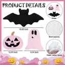Huwena 3 Pcs Pink Halloween Pillow Decor Happy Halloween Pumpkin Ghost Bat Shaped Throw Pillow Crystal Velvet Wool Decorative Cushion Pillowcase for Couch Sofa Bed Decoration