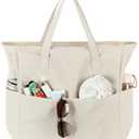 LEDAOU Large Beach Bag Women Waterproof Sandproof Zipper Beach Tote Pool Bag for Gym Grocery Travel with Wet Pocket