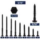 5/16" x 4" Hex Head Lag Screws Bolts 10Pcs 304 Stainless Steel 18-8, Partial Thread, Hexagon Head Wood Screws by Black Oxide by SG TZH