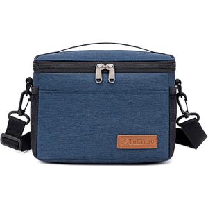 TuErcao 6 Can Mini Soft Cooler Bag for Beach Camping Travel Picnic Road Trip Leakproof Small Ice Chest, Insulated Cooler Lunch Box for Men Work (A2: Navy Blue)