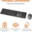 Amazon Basics Ultra Premium Wireless Keyboard and Mouse Combo, Rechargeable, Full-Size with Number Pad, Sleek Design, Plug and Play, Quiet Typing, 2.4GHz USB Receiver, Black