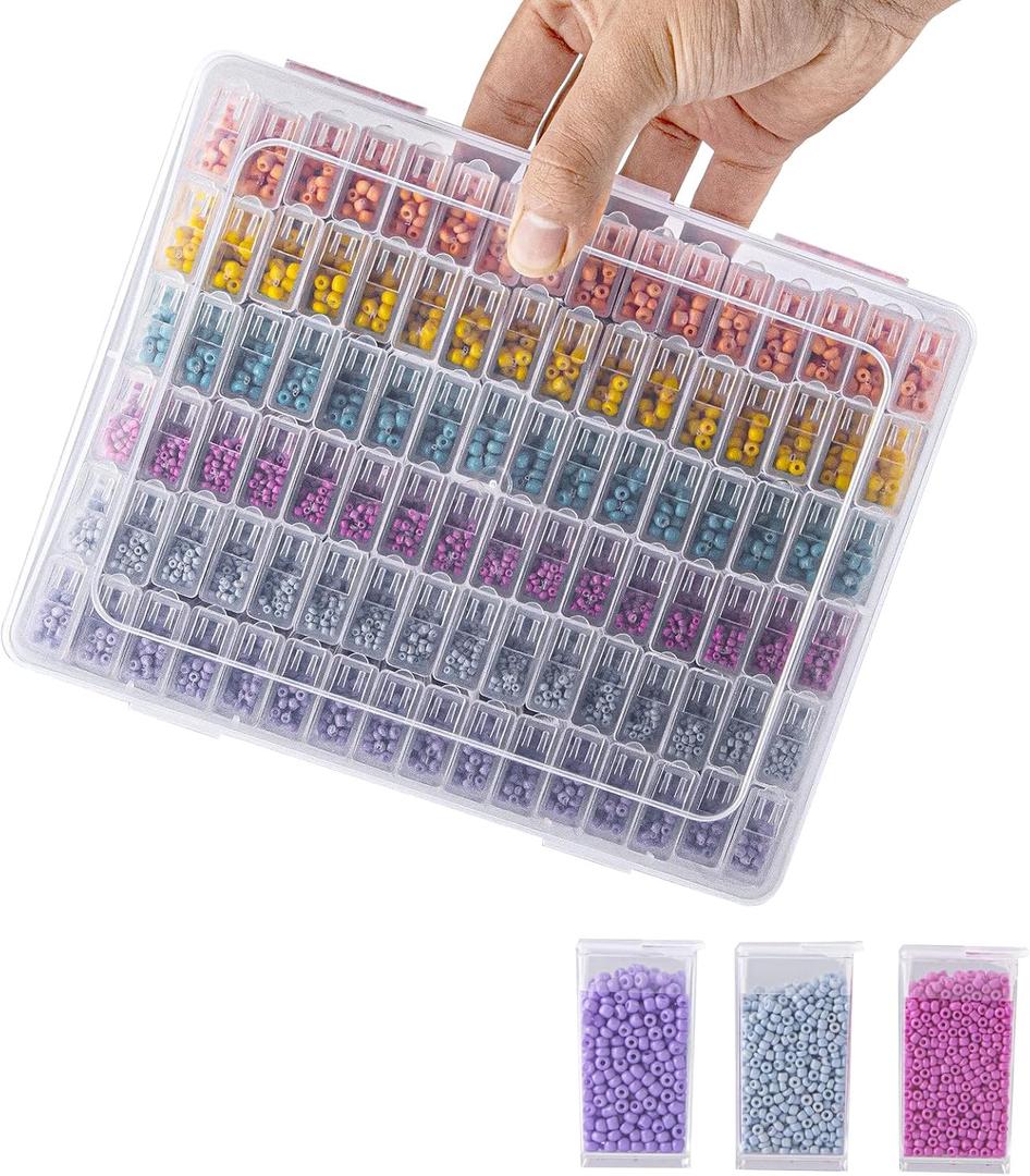 VTG Diamond Painting Storage Containers, Diamond Art Portable Bead Storage Organizer 96 Gird Diamond Painting Accessories (Storage Box) (96 small square bottle)