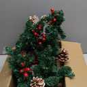 HiBean Pre-lit 9ft Christmas Garland with Red Berries and Pine Cones and 50 Battery Operated Soft White LED Lights with Timer, Artificial Holiday Decoration Door Outdoor (Red)