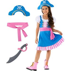 Morph Girls Pirate Costumes, Pirate Costume Girls Halloween Costumes For Kids, Toddler Halloween Costume Girl (Medium)