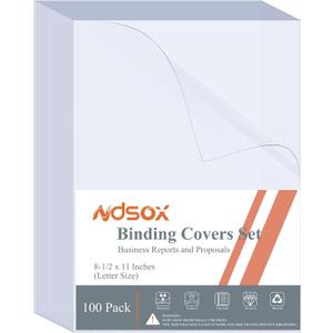 Ndsox 100 Pack Clear Binding Covers 8 Mil Polycover Report Cover Sheets 8-1/2 x 11 Inches Letter Size for Business Presentation Document Binding, Proposals, Office Supplies, Un-Punched, Square Corners