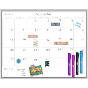 Loddie Doddie Magnetic Dry Erase Calendar Whiteboard - 17 x 23 in Aluminum Frame - Spacious Monthly Planner Grid - Fridge Magnet & Wall Calendar Mount - Dry Erase Markers & Magnets