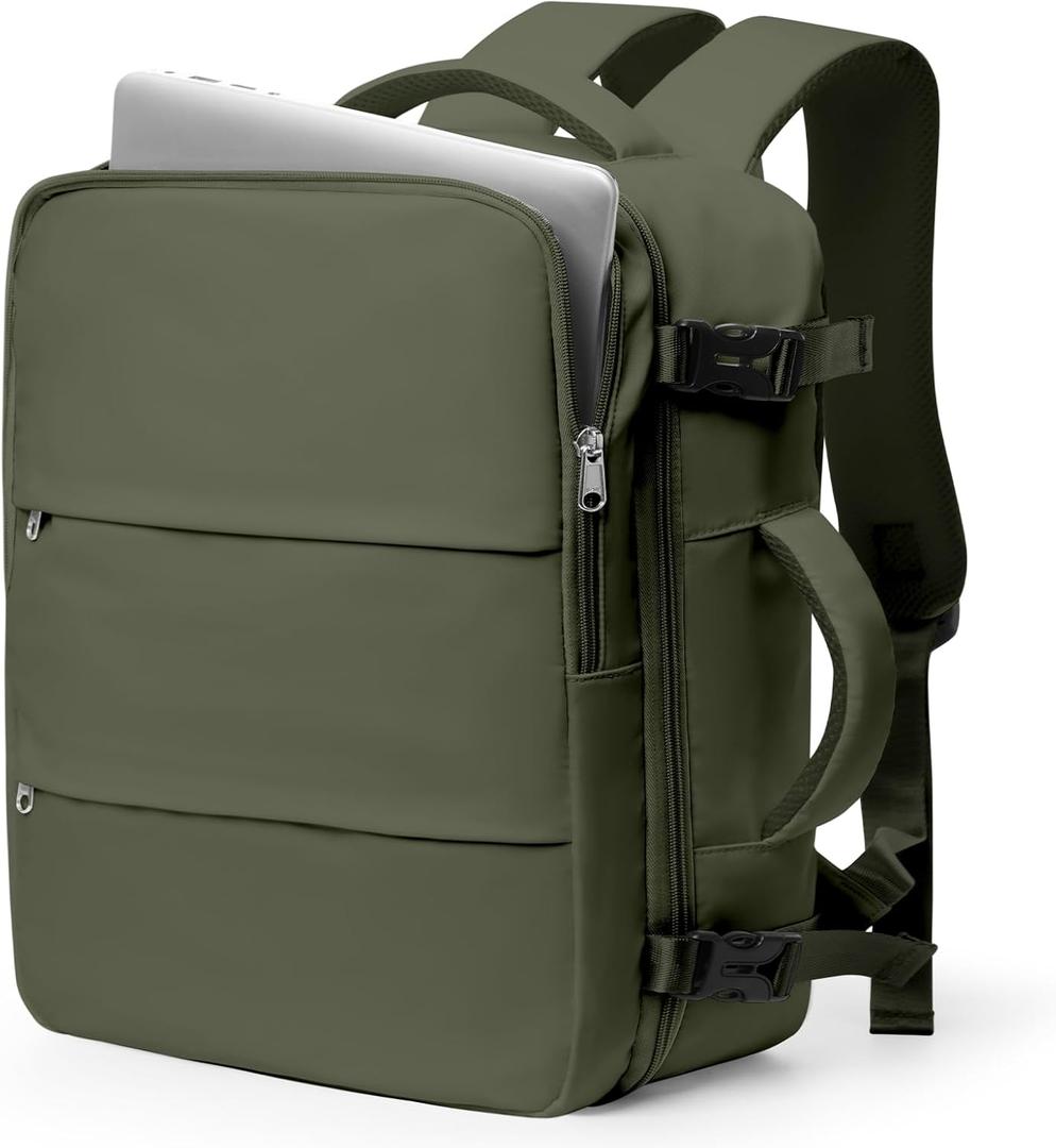 Large Travel Backpack For Women Men,Carry On Backpack For Traveling On Airplanes,Personal Item Travel Bag Laptop Work Backpacks Olive Green
