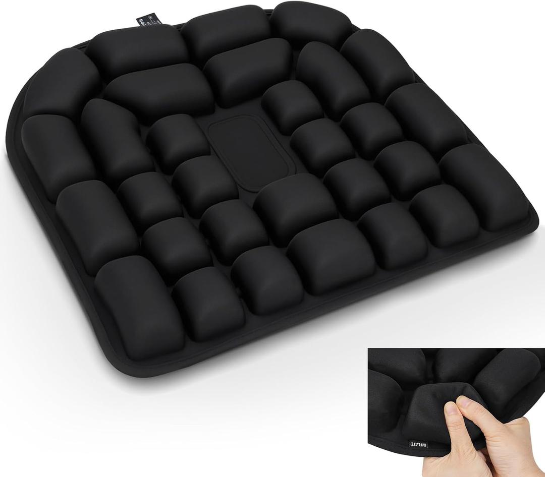 Inflatable Seat Cushion - Airplane Seat Cushion for Long Flights, Stable & Firm Support for Sports & Outdoors, Stadium Bleachers, Travel & Hard Dining Chairs