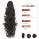 Hairro Claw Clip Ponytail Hair Extensions Jaw On Ponytails Synthetic Hair Curly Wavy Jaw/Claw Clips Pony Tail Hairpieces For Women 24 Inch 200g #1B Natural Black