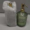 COHOSEGE 17 Oz Green Glass Kitchen Soap Dispenser for Dish Soap, 2 Pack Bathroom Soap Dispenser Set with Gold Rust Proof Pump for Lotion, Hand soap or Body Wash