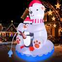 GIGLIM 6FT Polar Bear Inflatable Christmas 6FT Polar Bear Inflatable Christmas Outdoor Decoration Xmas Polar Bear Blow Up Inflatable with 4 Built-in LEDs for Yard Garden Lawn(with Storage Bag)