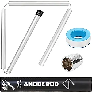 Flexible Magnesium Water Heater Anode Rod- Magnesium Anode Rod for Reliance, Rheem, Richmond, Kenmore, GE, 44 Inch Long, 0.8 Inch Diameter, 3/4 Npt Thread, 1-1/16 Inch Hex Socket Tool and Teflon Tape