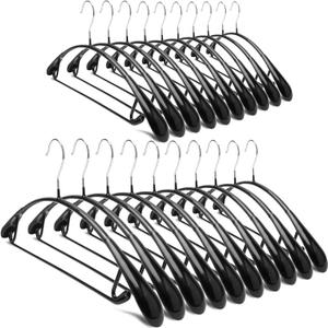 Nature Smile Non Slip PVC Coating Sweater Hangers,Dress Suit Coat Hangers,Wide Shoulder Bump Free Golf T Shirts Clothes Hangers (Black Color 20 Pack)