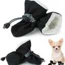 Fecialy Dog Shoes for Winter Dogs Boots & Paw Protector Warm Snow Booties Small Medium Dogs Puppies with Reflective Strip Anti-Slip Rubber Sole, Pack of 4, Size 5