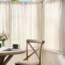 jinchan Kitchen Curtains Linen Tier Curtains 45 Inch Farmhouse Cafe Drapes for Small Window Flax Country Rustic Rod Pocket Bathroom Laundry Room RV Light Filtering 2 Panels Crude