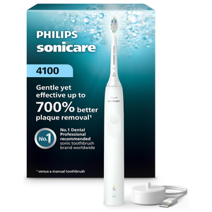 Philips Sonicare 4100 Series Electric Toothbrush  Sonic Toothbrush with Advanced Sonic Technology, Pressure Sensor, Two Intensity Settings, Smartimer & Quadpacer, White, Model HX3681/23