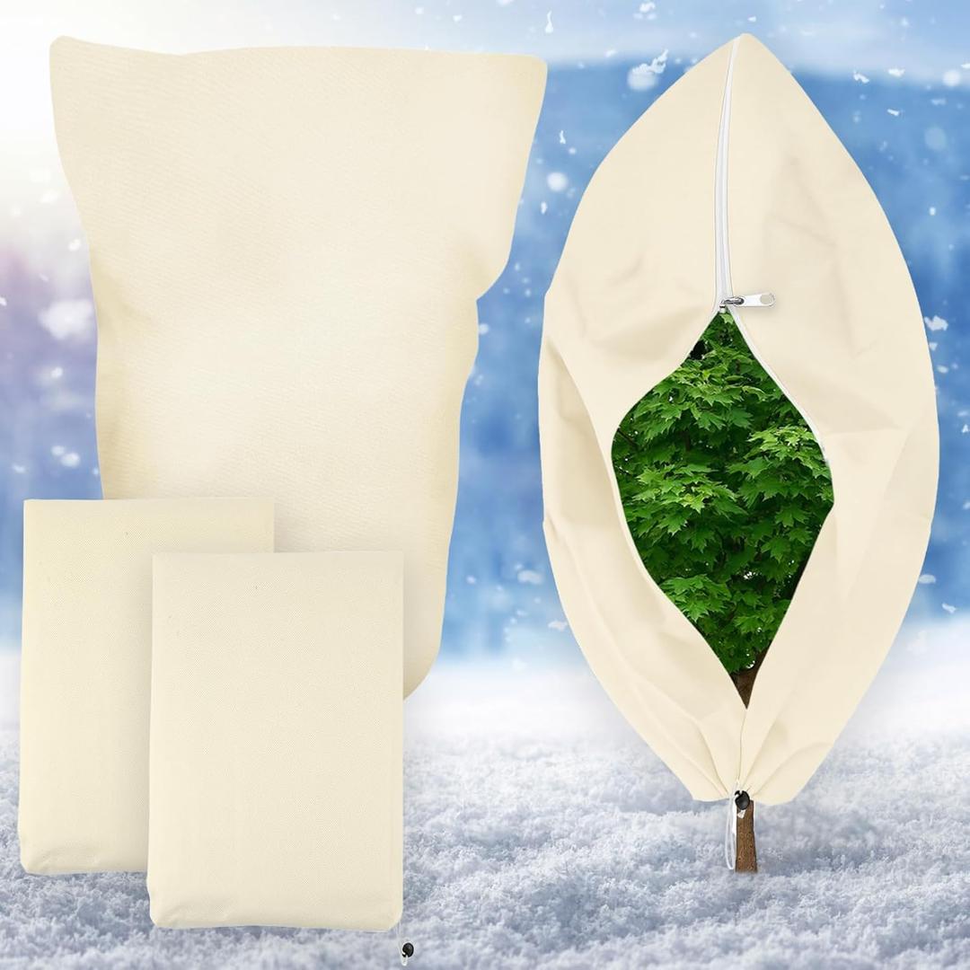 2 Pack Plant Covers Freeze Protection, 47" X 71" Large Frost Cloth Plant Freeze Protection, Frost Blankets for Winter Outdoor Plants Tree Shrub Rose Bush, with Drawstring