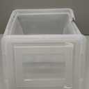 IRIS USA File Box, Plastic File Boxes With Lids, Document Organizer for Letter/Legal File, Document Box, Storage Bin For Hanging Files, Secure Latching Lid Stackable BPA-Free, Clear 35 Qt. 1 Pack