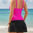 BMJL Womens Tankini Swimsuits with Skirt Tummy Control Bathing Suit V Neck Scalloped Swim Dress (L)