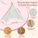 8 Pack Teepee Tent for Kids with Lights, Cotton Indoor Play Teepee with Pompom for Girls & Boys, Sleepover Tents for Boho Slumber Spa Party, 17 inches x 7 inches x 8 inches