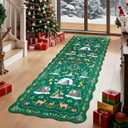 Christmas Runner Rug for Kitchen, Scalloped 2x6 Washable Holiday Area Rugs for Hallway Bathroom Bedroom, Soft Non-Slip Long Cute Floor Mat, Winter Snow Xmas Home Decor Carpet, Green