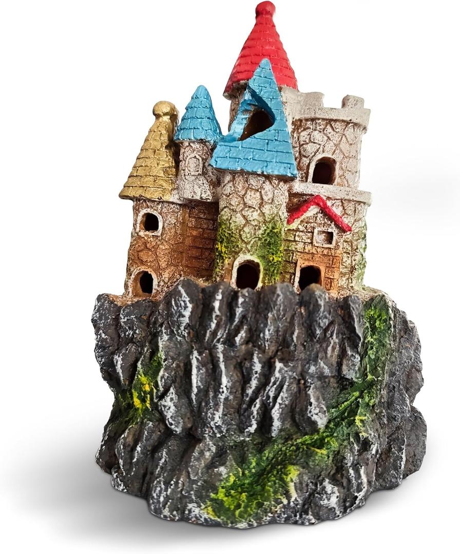 Fish Tank Castle Aquarium Decor Large Resin Aquarium Ornaments for Aquarium Decorations, Safe Hideout Cave for Small Fish & Shrimp, Fairy Tale Fish Tank Accessories for Aquascape & Gifts