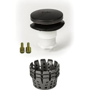 Universal Toe Touch (Tip Toe, Foot Actuated) Bath Tub/Bathtub Drain Stopper includes 3/8" and 5/16" Fittings (With Hair Catcher, Oil Rubbed Bronze)