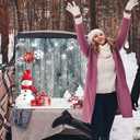 Halloween Trunk or Treat Car Decorations Kit Christmas in October Theme Wood Winter Snowman Backdrop Xmas Trunk or Treat Decorations for SUV,Archway,Garage Door,Photo Booth Party Supplies