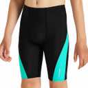 DEVOROPA Boys Swim Jammers Youth Competitive Swim Team Trunks Racing Swimsuit Athletic Swimming Shorts Slim/Standard/Husky (Black)