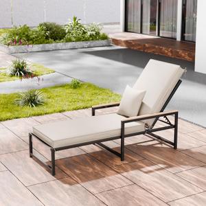 Chaise Lounge Cushions Outdoor with Pillow, Water Fade Resistant, 1 PACK 80"x26"x3"