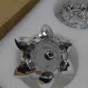 OwnMy 3 Arms Crystal Lotus Tealight Candle Holders Crystal Lotus Flower Votive Candle Stands, Decorative 3-Arms Crystal Lotus Candelabra Metal Crystal Lotus Candlestick Holder for Table Centerpiece (Silver)