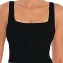Sunzfly Women Square Neck Sport Bra with Removable Pads, Built-in Bra Crop Tank Top Summer Sleeveless Camisole Workout Yoga (Large, Black)