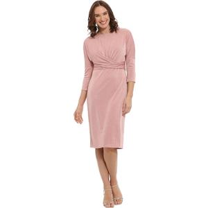 London Times Womens 3/4 Sleeve Criss Cross Waist Dress (8 Petite, Pink) London Times Womens 3/4 Sleeve Criss Cross Waist Dress (8 Petite, Pink)