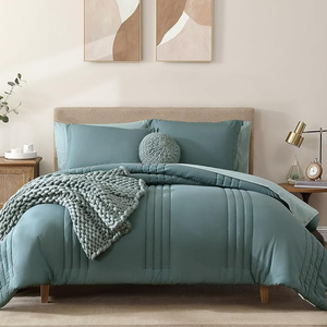 Monbix King Size Comforter Set - 7 Pieces Bed in a Bag King, Dark Green Bedding Sets with Comforter, All Seasons Down Alternative Comforter Bed Set with Sheets, Pillowcases & Shams
