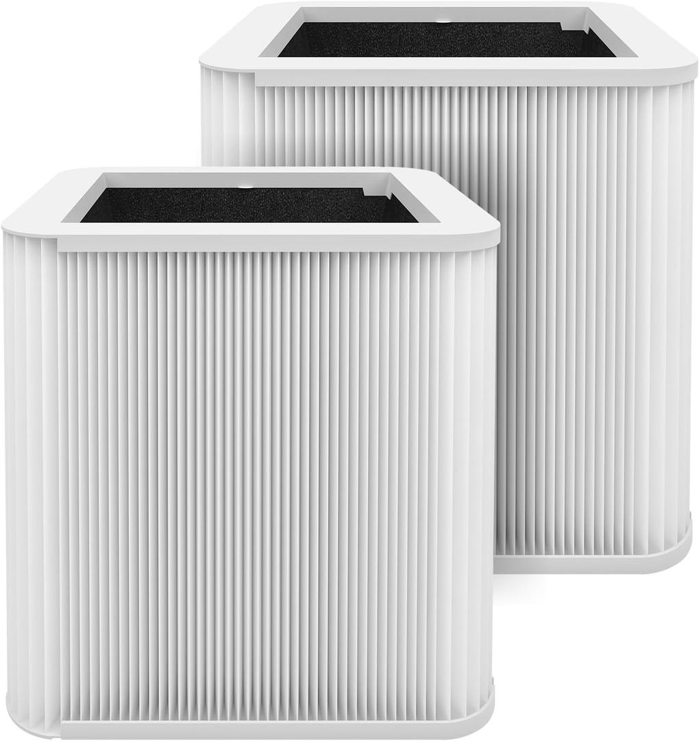 2 Pack 211+ Replacement Filter Compatible with Blue Pure 211+ Air Cleaner Purifier, 2 Stage Filtration System of Activated Carbon Filter and H13 True HEPA Filter