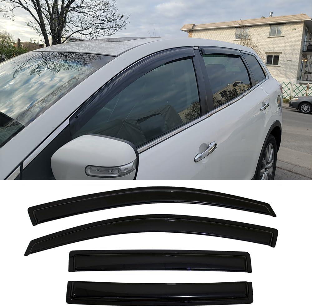 Side Window Wind Visor Vent Deflector fit for 2007-2015 Mazda CX9,4pcs Outside Mount Tape On Sun Rain Guards Set CX-9 94143