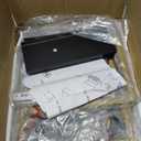 Masupu Nightstand,Mid-Century Modern Bedside Table with Storage Drawer and Open Wood Shelf,Small Gold Frame Side Table for Bedroom,Living Room,Black