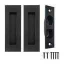 Fihatokus Pocket Door Handles and Edge Pull,4.72 inch Recessed Flush Finger Pulls,304 Stainless Steel Pocket Door Hardware, Black