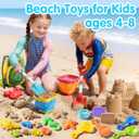Beach Toys for Kids, Sand Toys Set with Collapsible Sand Bucket, 20 Shovel, Marine Life & Vehicles Molds Sand Castle Toys and Storage Bags, Travel Beach Toys for Toddler 3-10
