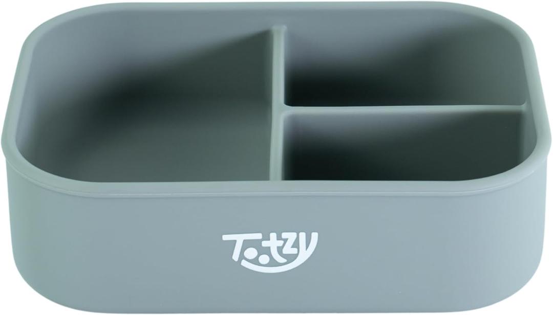 Premium 3-Compartment Silicone Bento Box 25 oz  Reusable, Leakproof, BPA-Free  Microwave & Dishwasher Safe  Food Container for Kids, Adults & Pets  Great for School, Office, Travel & Walks (Gray)